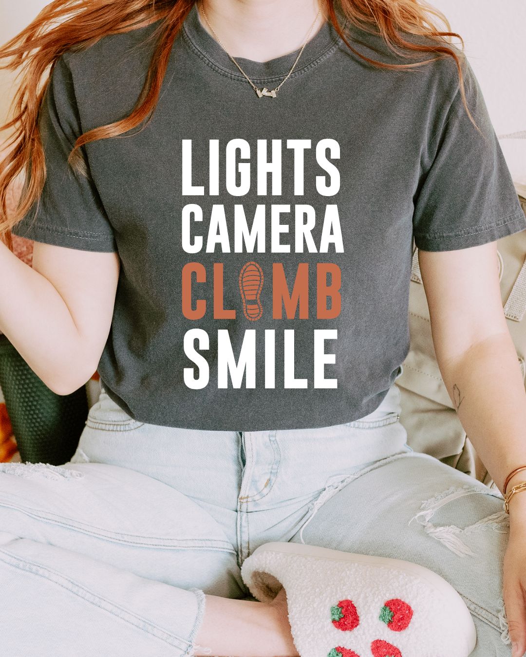 Lights Camera Climb Smile Premium Tee