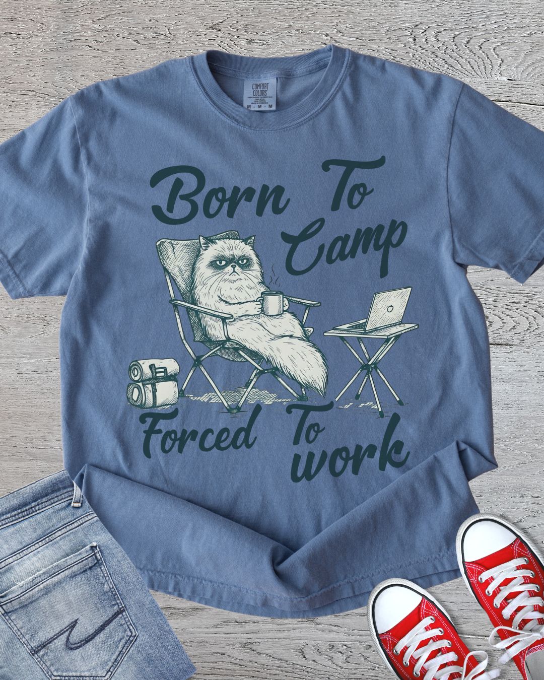 Funny Camping Cat Premium Tee