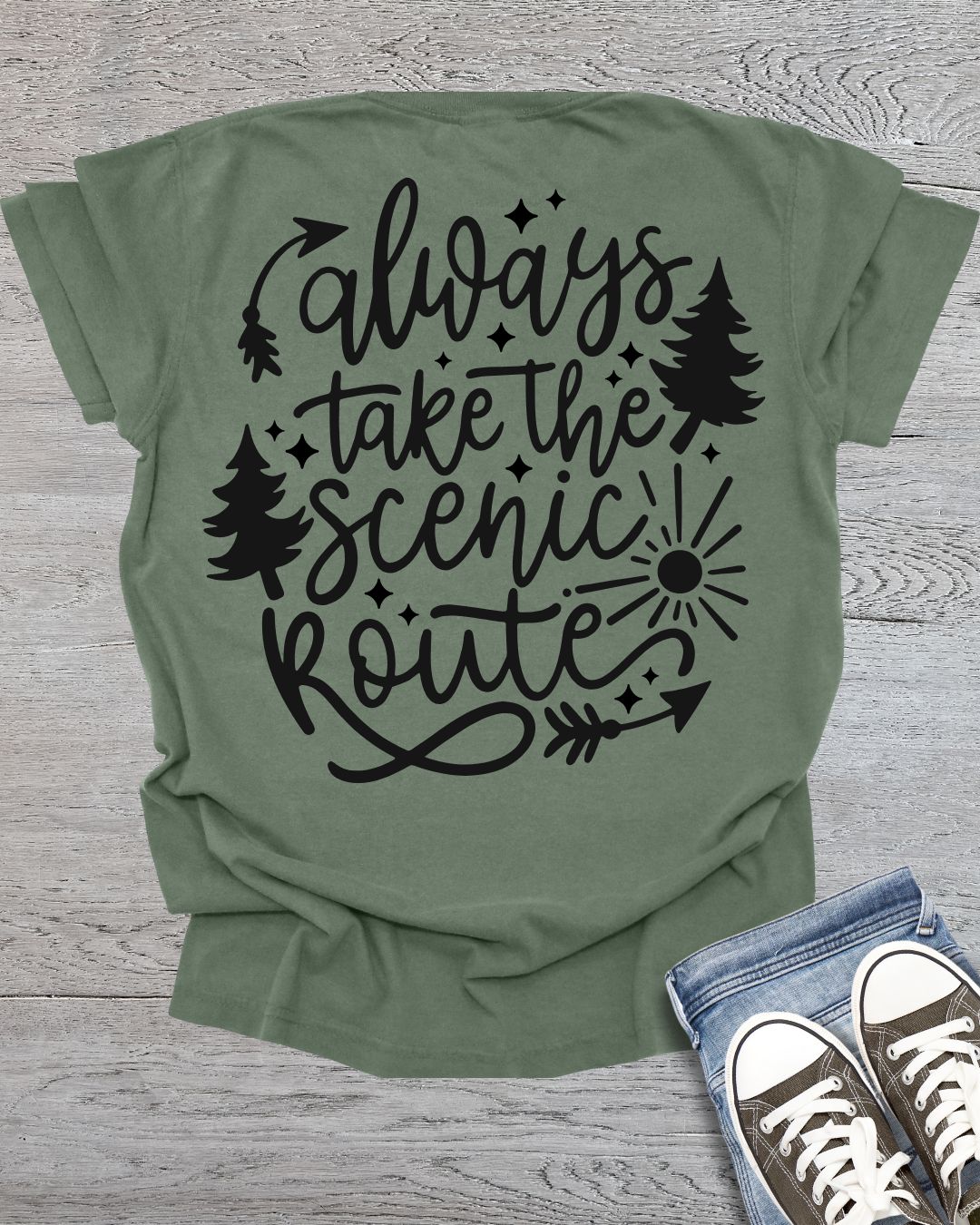 Always Take the Scenic Route -Back Side Only- Premium Tee